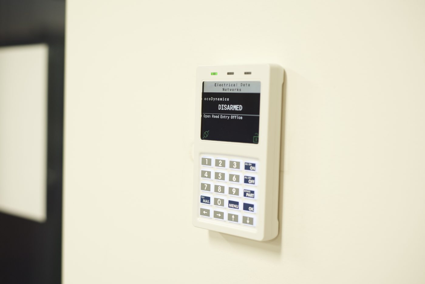 Commercial alarm keypad installed by EDN