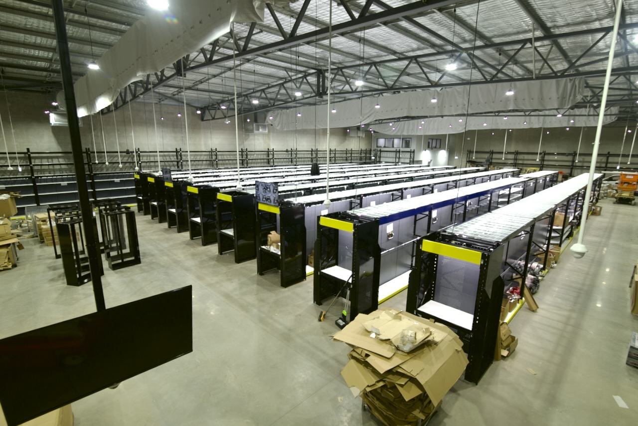 Warehouse high-bay lighting installed by EDN