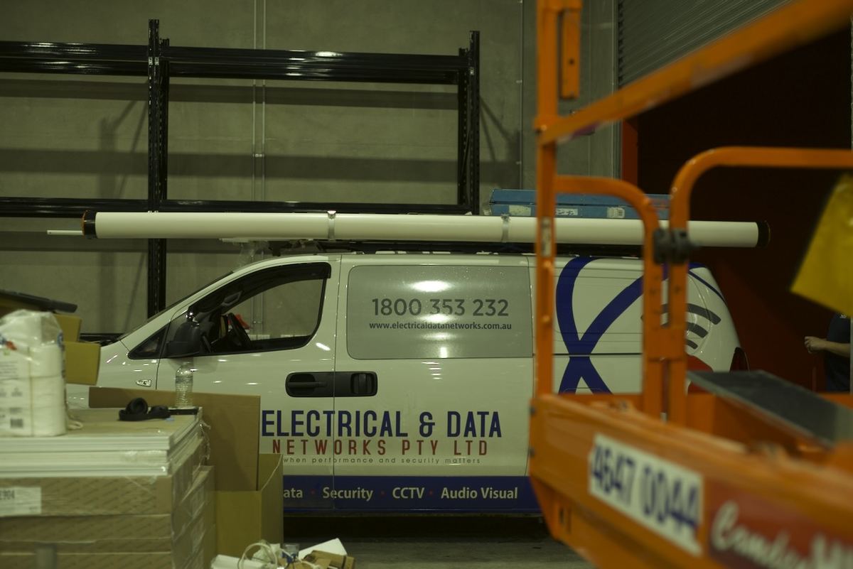 EDN vehicles on site at a commercial project