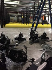high bay lighting fittings assembled ready for installation warehouse electrical project