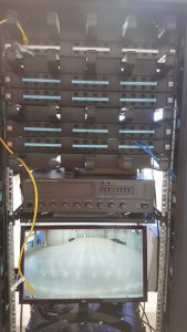 comms rack structured cabling labelled certified patch panel CCTV monitor commercial data installation