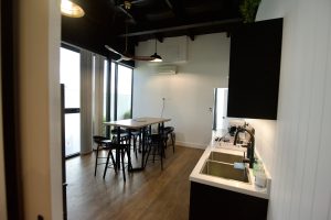 Commercial kitchen lighting installation Seaford Melbourne with custom pendant feature lighting and electrical fitout